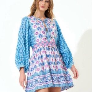 NWT: OLIPHANT‎ Tie Front Balloon Mini Size Small in Iris Blue